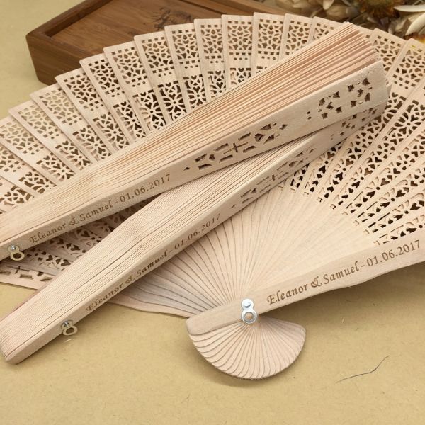 Personalised Nature Wooden Folding Hand Fan for Wedding Souvenir Gift