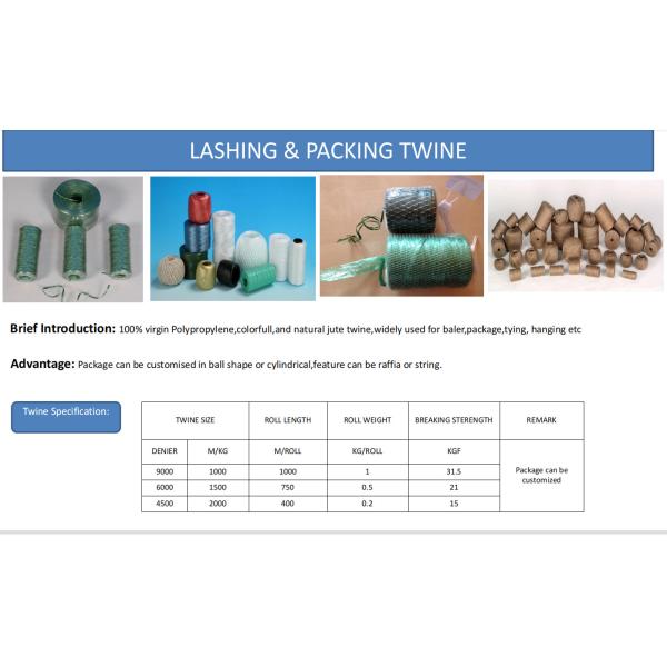 UV Resistant Polypropylene Tying Twine with High Tensile Strength (105KGF - 250KGF) and Customizable Length for Greenhouse and Agriculture