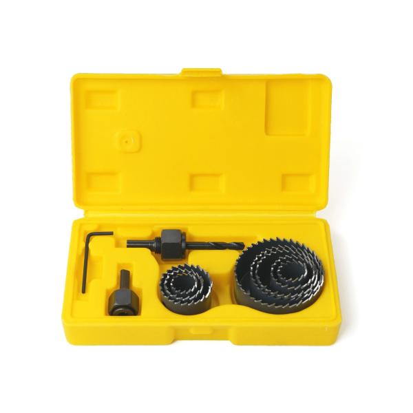 19mm-64mm Metal Holesaw Kit 11PCs Carbon Steel Hole Saw Spray Painted