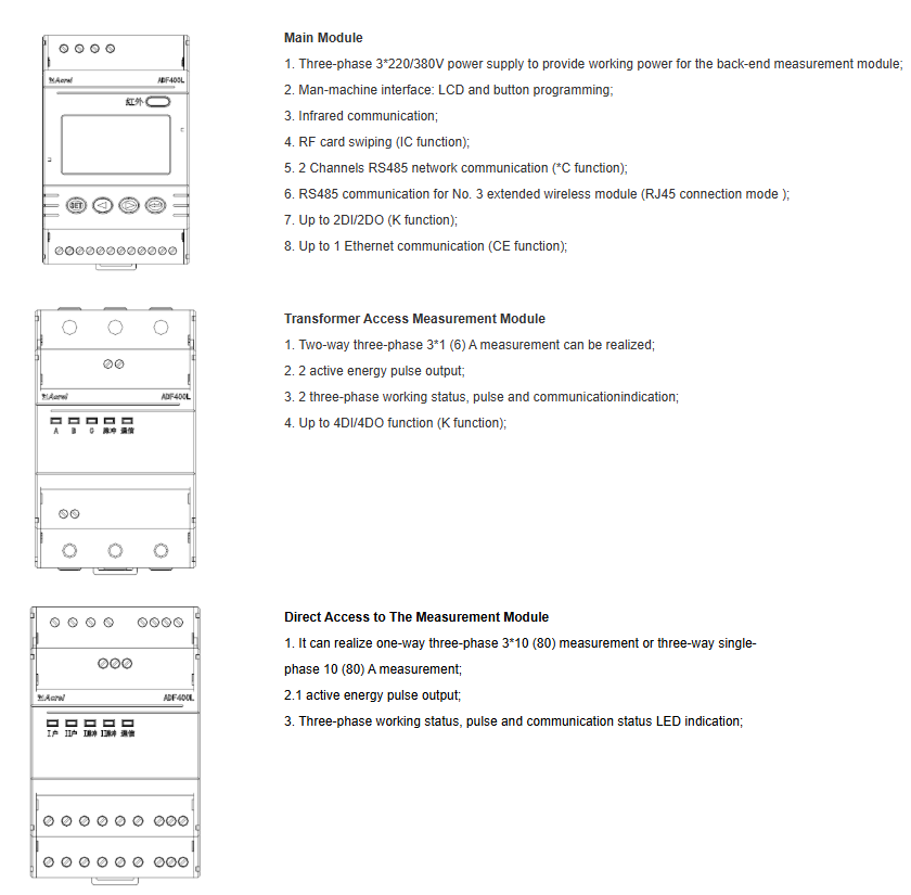Acrel Realize Largest 36 Circuits Single-Phase Or 12 Circuits Three-Phase,ADF400L Multi Circuits Energy Meter