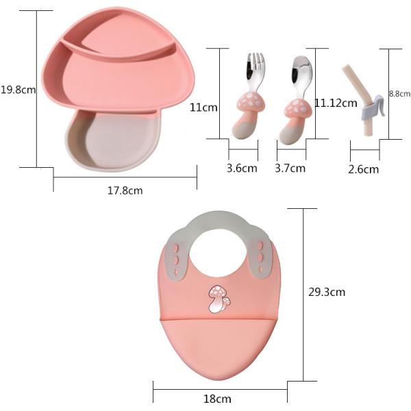 ISO9001 Approved Silicone Baby Feeding Set Plate Mushroom Carrot Shape BPA Free
