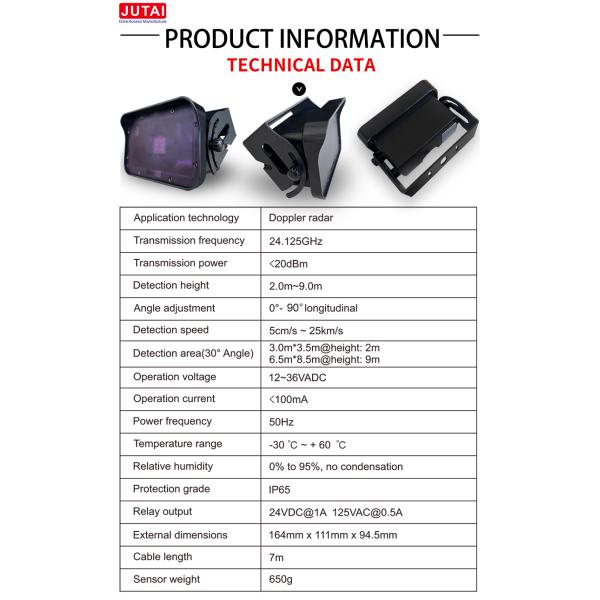 IP65 Умные датчики движения гаражных дверей с двойным реле 9 м