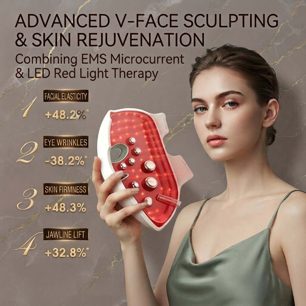 ZN-HM18 3D EMS LED Red Light Therapy Mask with 16 Microcurrent Points & 4-Color