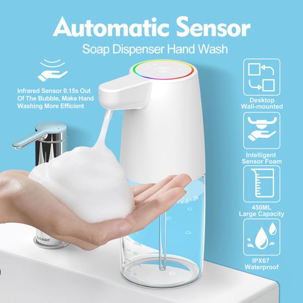 Commercial Plastic Foam Soap Dispenser 450ML Capacity For Home And Hotel Bathroom
