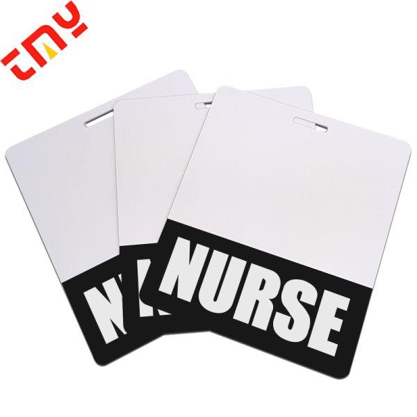 Double Sided Identification Horizontal PVC Badge Heavy Duty Custom Black Screen Printing With Holder For Resident Nurses