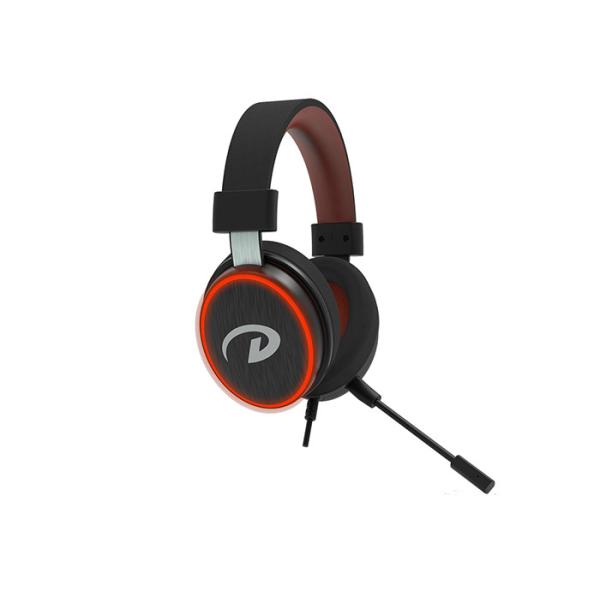 Red Light Steel Headband Illuminated Gaming Headset Braided Wired