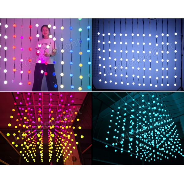 DMX512 DC24V LED Pixel Ball 3D Matrix IP65 LED Curtain Ball String Lights for outdoor stage wedding decorations