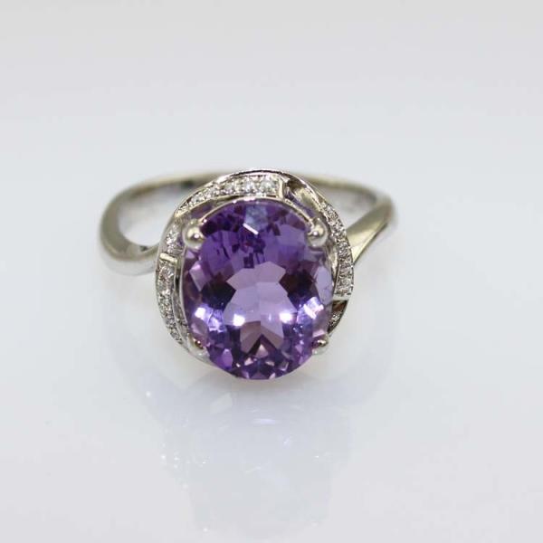 18K Rose Gold Plated Sterling Silver Ring 9mmx11mm Oval Pink Cubic Zircon  (R266)