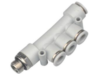PKB - G Type Five Way male G thread Equal Tee Brass Plastic Air Tube Fitting