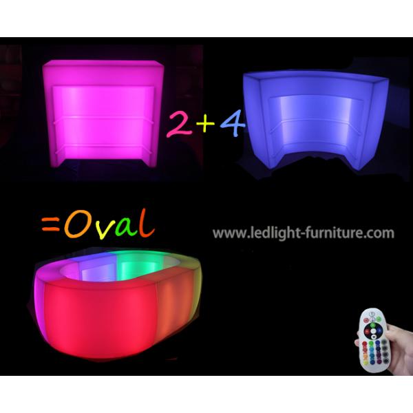 Oval Shaped LED Glowing Modular Bar Counter Weatherproof With IR Remote Control