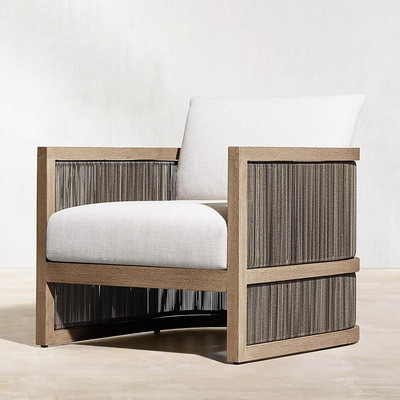 Modern Outdoor Wooden Sofa Garden Teak Wood Rattan Sofa Set for Hotel Lounge Furniture