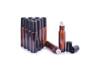 Frascos roll-on âmbar leves de 6ml para óleos essenciais, tamanho de viagem portátil com aplicador de deslizamento suave