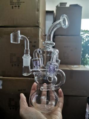 Tubulação de vidro de Bong Hookahs Recycler Glass Water do roxo do ovo de fevereiro com Banger de 14mm