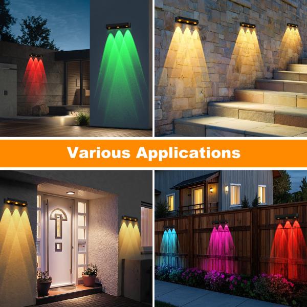 IP65 Waterproof Solar LED Wall Lamp for Hotel Polysilicon Solar Panel White Light Warm Light Up and Down Light Source