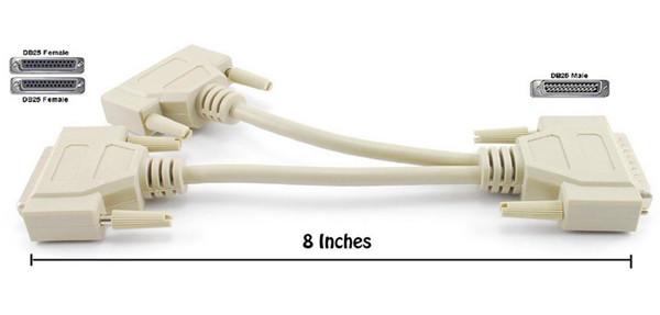 8 inch DB25 Parallel Male/Dual Female Y-Splitter Printer Cable