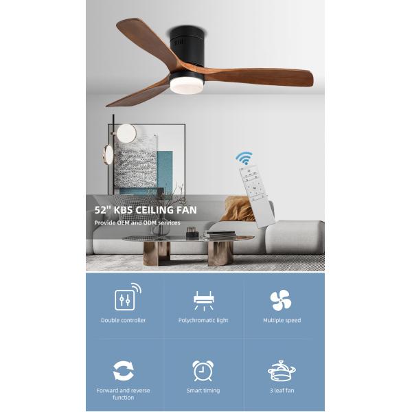 Industrial Style 65 watt Wooden Blade Ceiling Fan 90lm/w 120v ceiling fan lamp