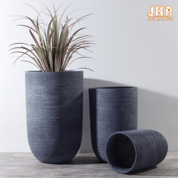 Fiber Grey Clay Flower Pots
