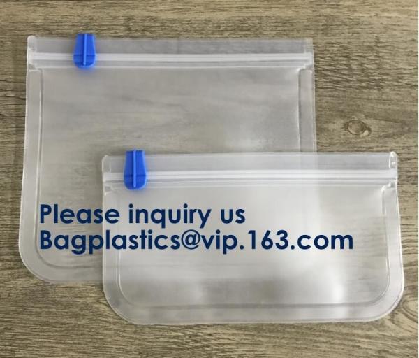 PEVA, Silicone, Reusable Storage Resealable Freezer Food Bags, Leak Proof Zip lockk Airtight lunch Container