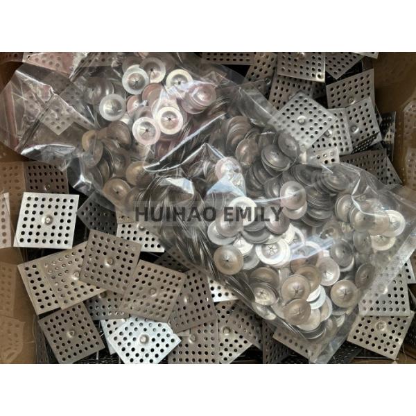 Round Perforated Metal Base Plate Rockwool Insulation Pins Galvanized 80mm Length