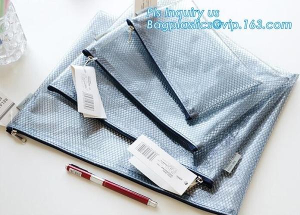 k document file bag, Document File Folder /Document Bag, Mesh pattern plastic zip bag with handle file bag, slider