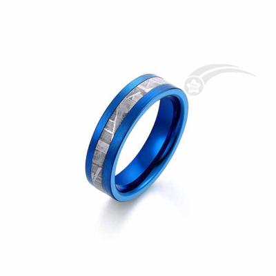 Blue Plated Tungsten Meteorite Ring Muonionalusta Gunuine Meteorite