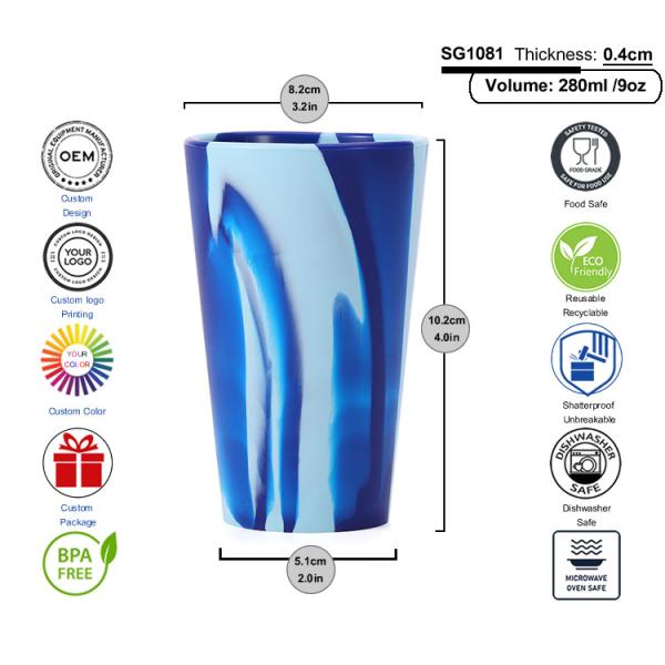 Reusable Shatterproof Stemless Wine Glasses 20 Ounce Silipint Bomber