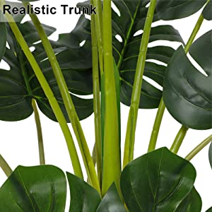 Artificial Monstera Deliciosa Plant, 5ft Potted Faux Tree with 15 Verdant Fake Leaves, Swiss Cheese Plant for Home