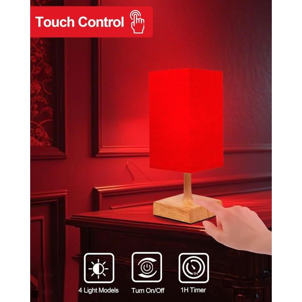4 Color Temperatures 670nm Red Light Sleep Aid Lamp with Dimmable Brightness and Timer Function