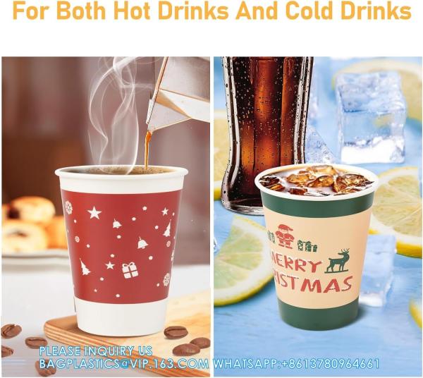 Christmas Paper Coffee Cups With Sleeves Lids 12 Oz Xmas Disposable Party Cup Christmas Tree Hot Cocoa Cups