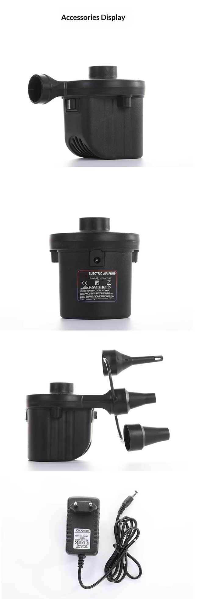 Electric DC Inflatable Pump Outdoor Car-mounted Pump Swimming Pool Swimming Ring Air Cushion Bed ABS Plastic 110V-240V