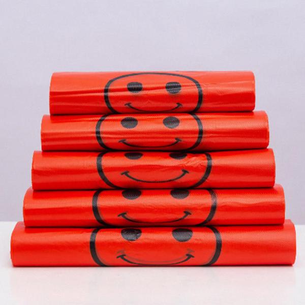 Wholesale Direct T-Shirt Vest Carrier Bag Clear PE LDPE Shopping Bag Customized Smiling Face Plastic Bag