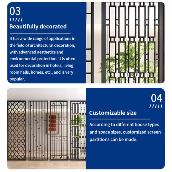 Luxury Stainless Steel Screen Partition Home Interior Room Separations Metal Screen Divider