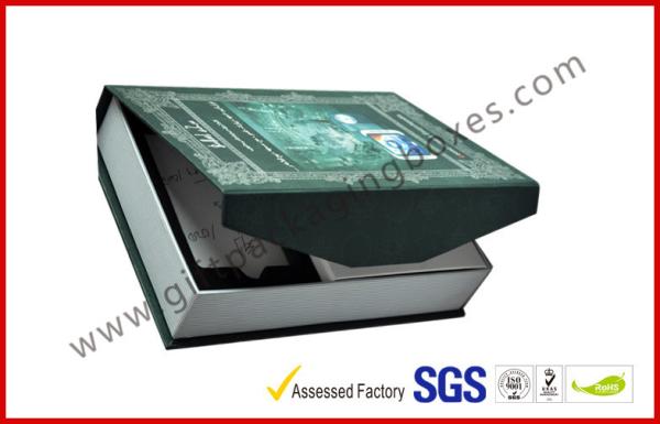 Customized Magnetic Book Electronics Packaging Boxes , Silver Foil Decorative Border