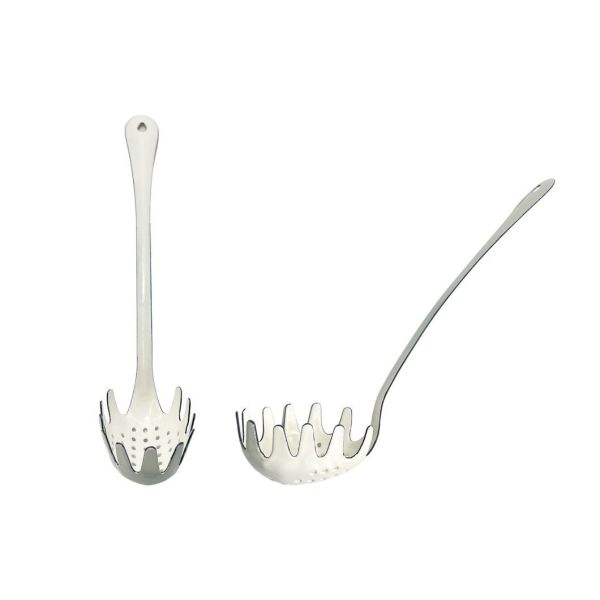 304 Stainless Steel Rim Spaghetti Serving Fork Pasta Spoon With Teeth Custom Size