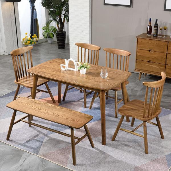 Solid Wood Dining Table Set for Family Classic Design Wooden Material Weddings