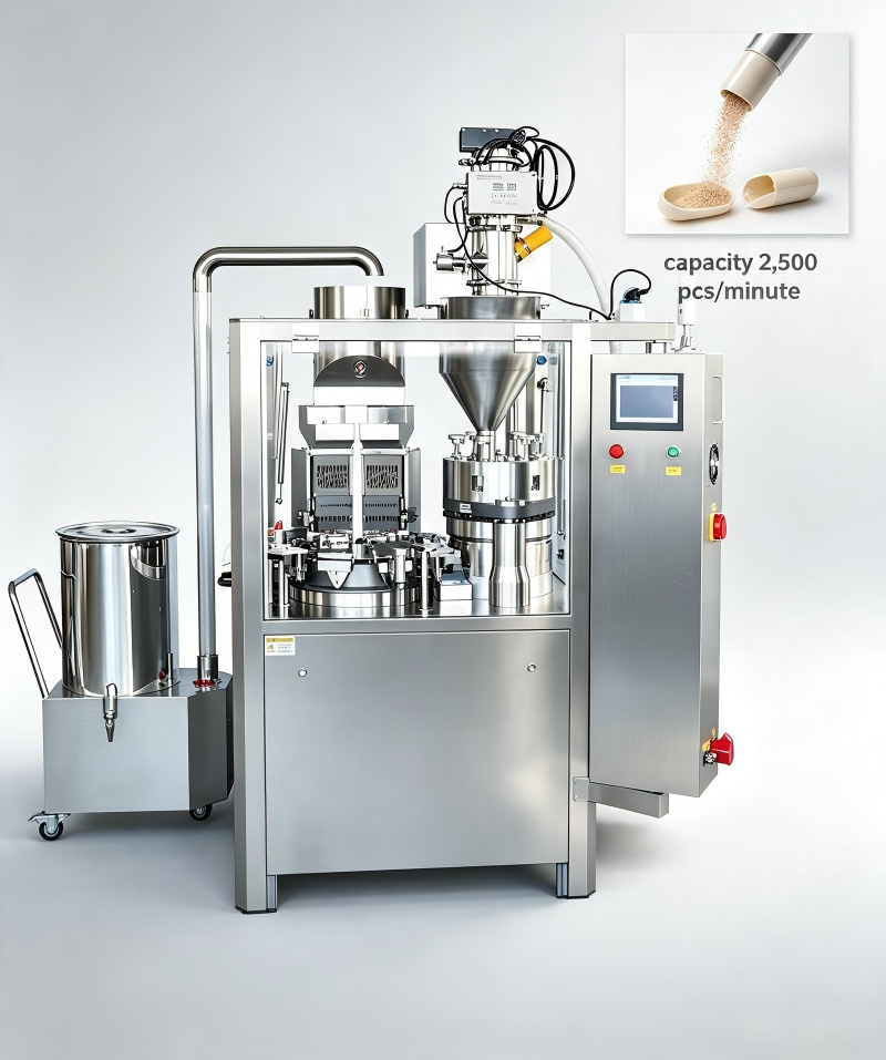 Pharmaceutical Size 1 Capsule Filling Machine 2500 Caps/Min 00#-5# GMP CE