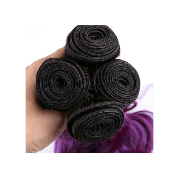 Double Machine Weft Purple Colored Human Hair Extensions No Any Split For Every Beauty