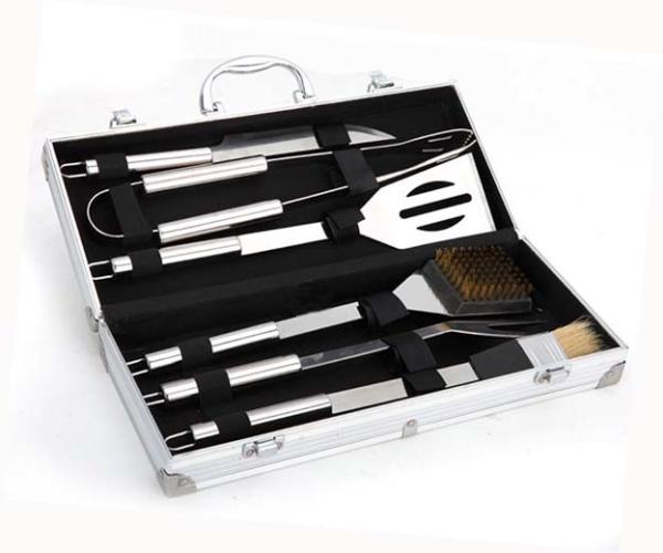 Professional 6PCS BBQ Tool Set  With  Aluminum Case For Outdoor Barbecue