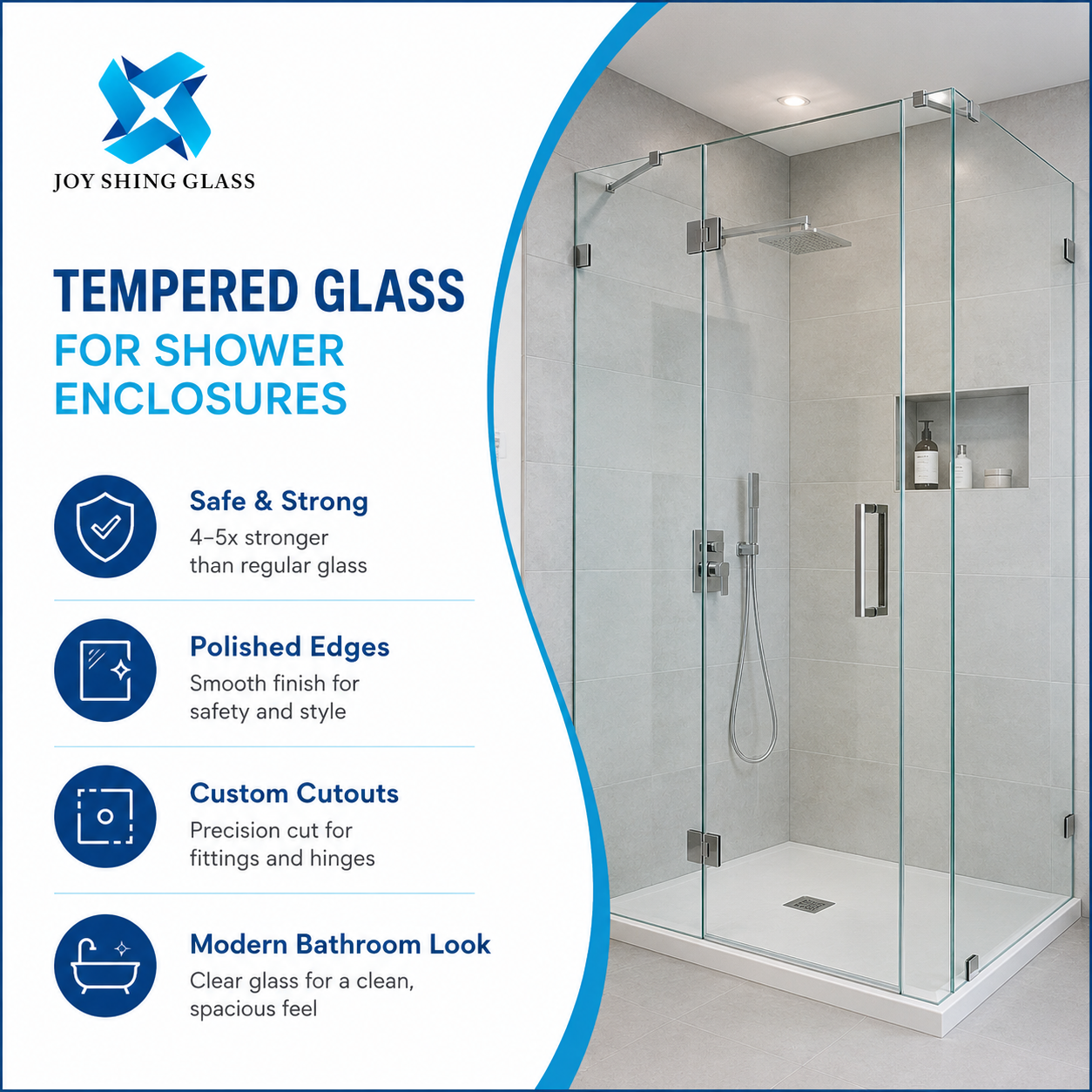 Custom Tempered Glass for Shower Enclosures and Bathroom Doors