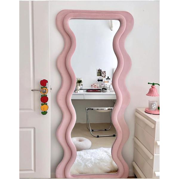 Vertical Large Wavy Floor Length Mirror Full Length 70 Inch