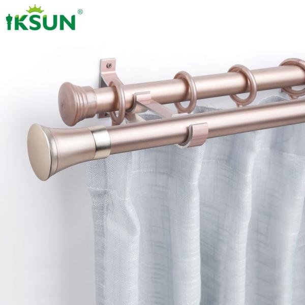 Telescoping Aluminum Curtain Pole Heavy Duty Drapery Rods With Brackets-Black