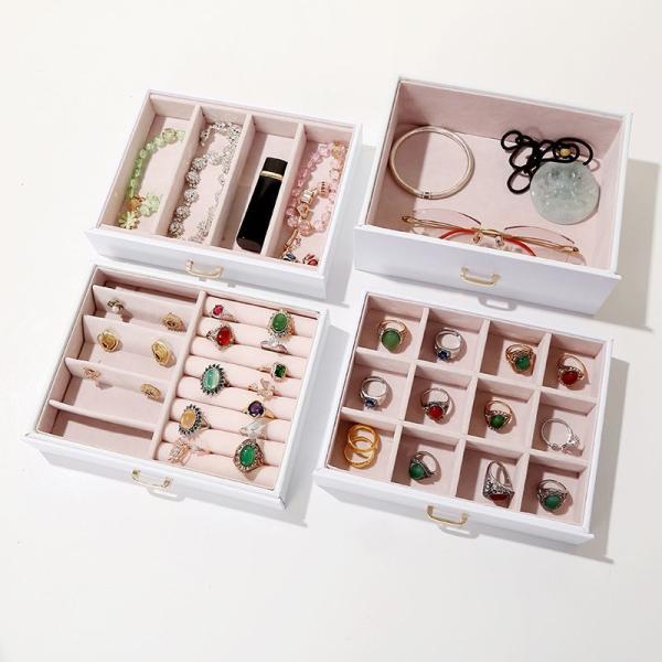 Conjunto de joyas cuadradas caja de regalo mini caja para mujeres chicas moda sólida de lujo portátil PU de cuero de PVC cartón