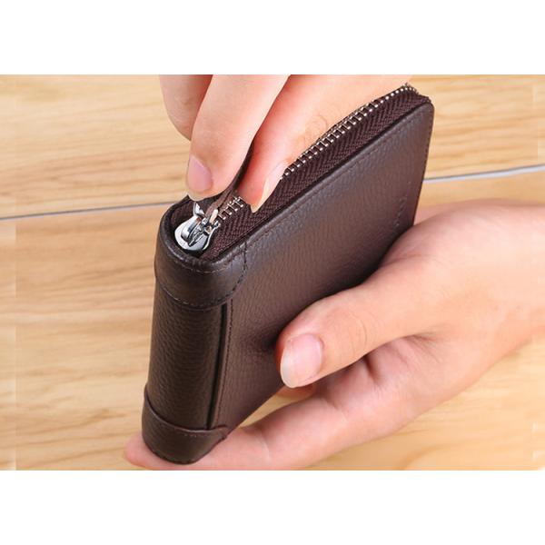 Shielding RFID anti-theft brush function chip card bag driving license leather zipper male short wallet