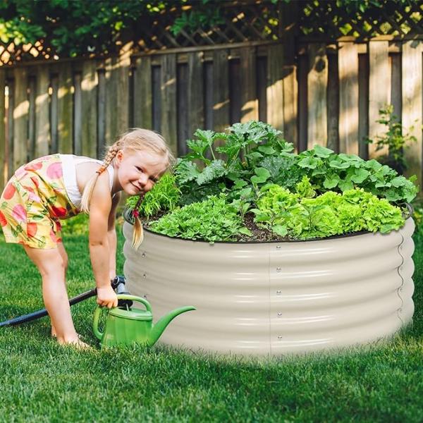 3.5*1.4Ft Galvanized Round Raised Garden Beds For Flower Ruggedized