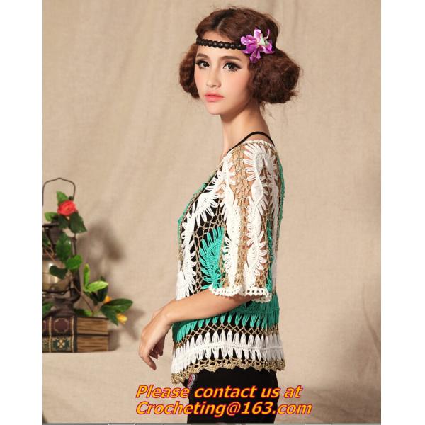 summer new sweet candy color women loose Crochet knitted blouse wears batwing hollow pullo