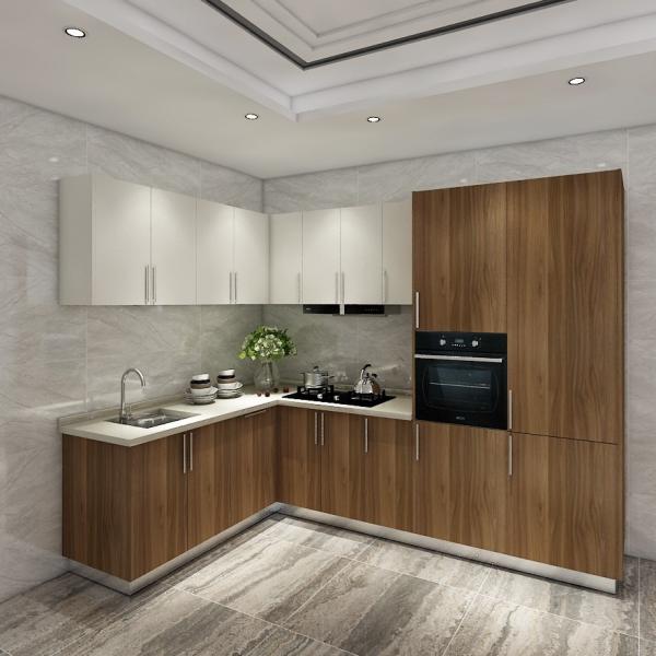 Sintered Stone Plywood Kitchen Cabinets Frameless Natural Solid Wood