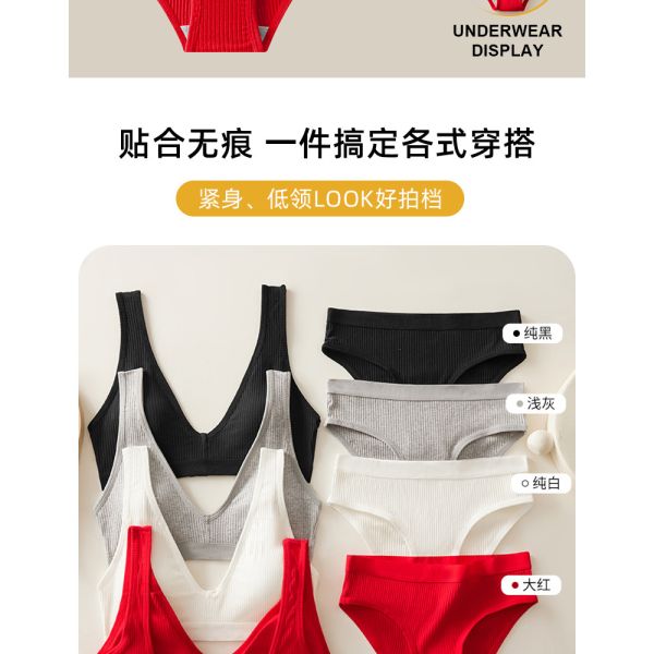 Wholesale One Piece Sports Bra Panty Set New Style Sport Style Ribbed Underwear Set for Women