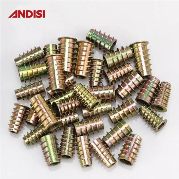 Zinc Alloy/Steel M6 M8 M10 Threaded Flanged Round Head Hex Insert Nuts for Modern Furniture