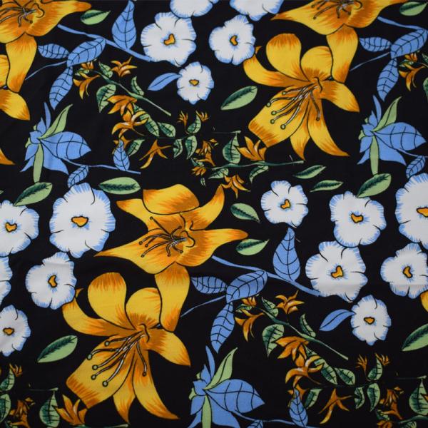 Da sarja floral macia da malha da cópia de rayon das blusas das partes superiores tela viscosa personalizada