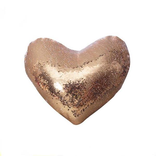 Personalized Heart Shape Sequin Sublimation Pillow Case Sparkling Style